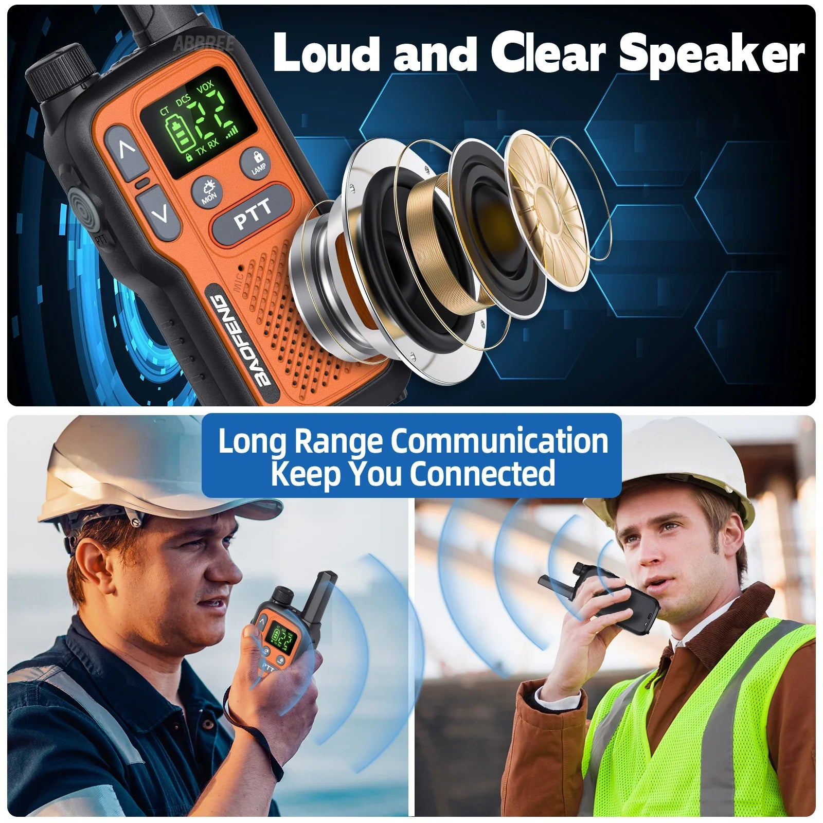 Walkie talkie met zaklamp en kompas