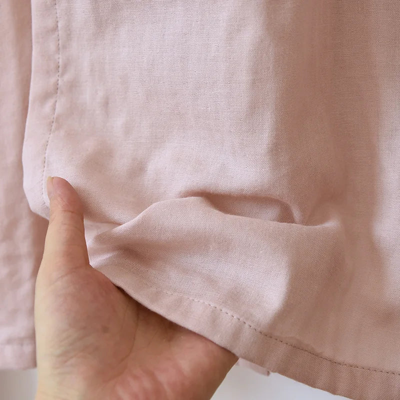 Katoenen ochtendjas dames met streepjes – Casual elegantie