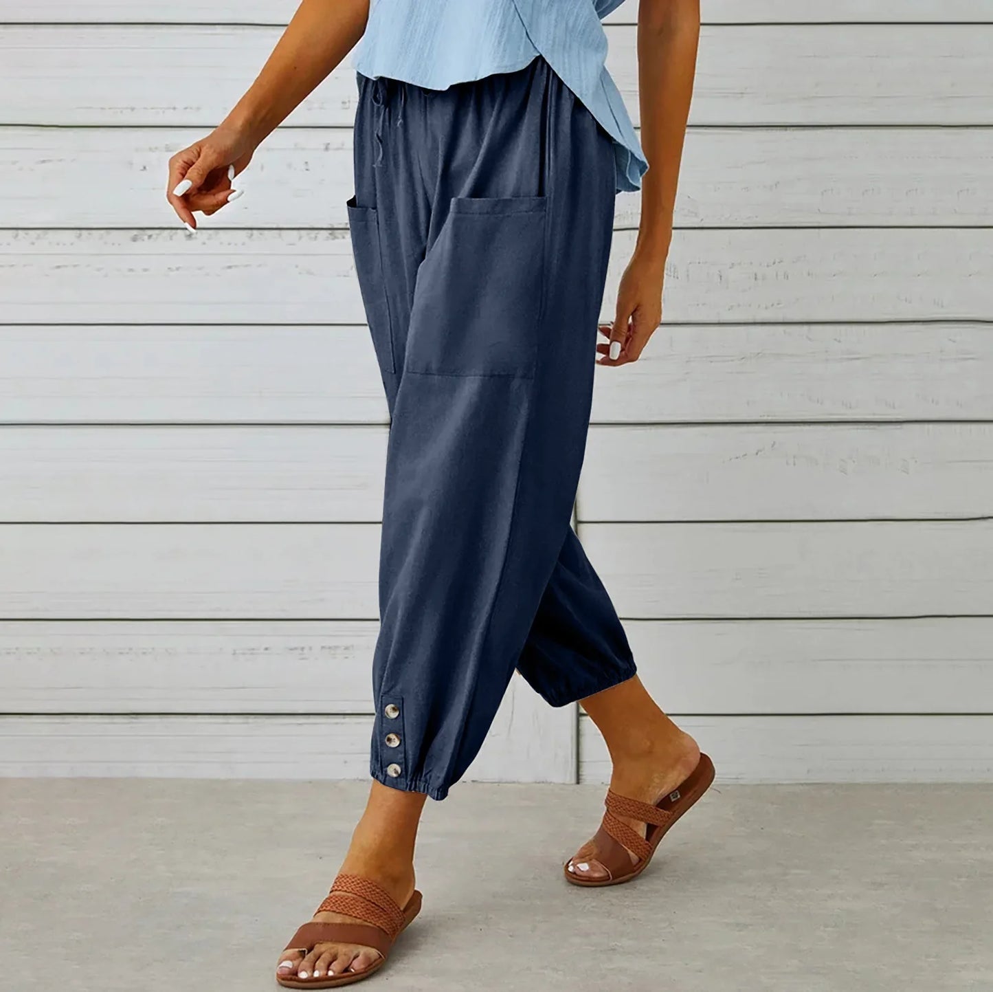 H&M linnen broek dames met hoge tailleband – Modieus en praktisch