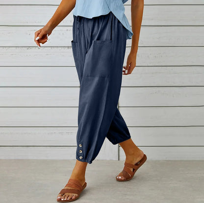 H&M linnen broek dames met hoge tailleband – Modieus en praktisch