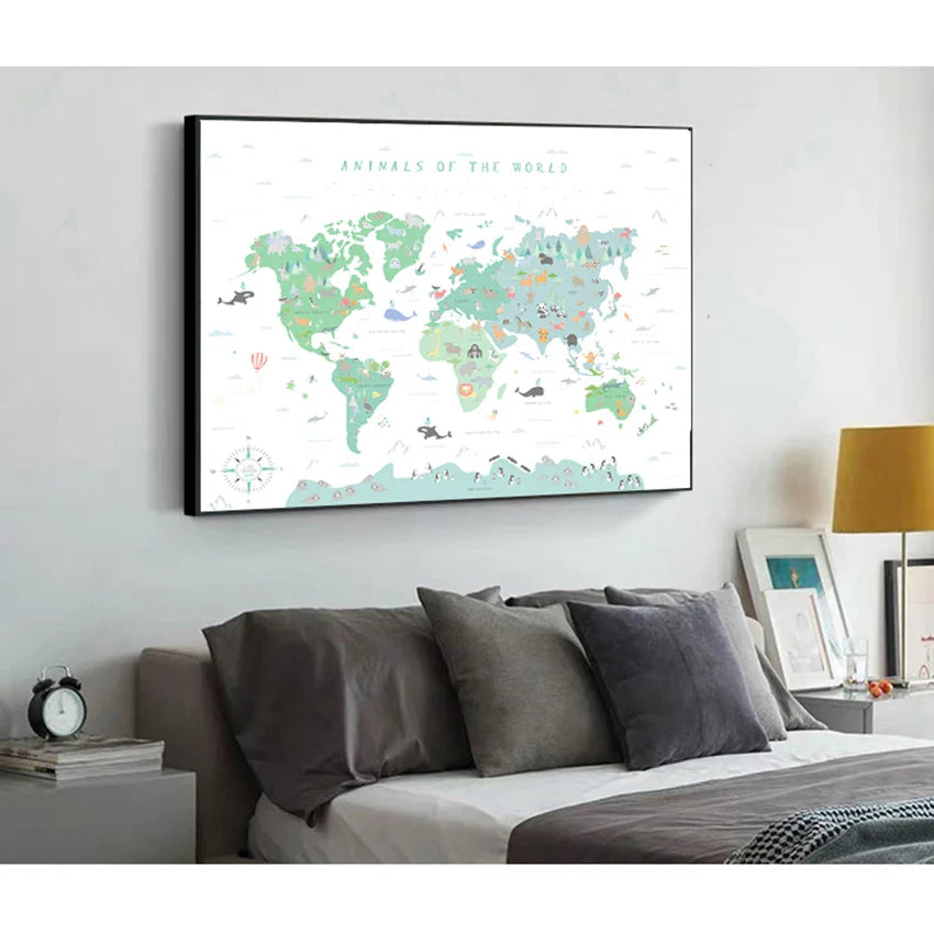 Wereldkaart op glasplaat – Modern en strak