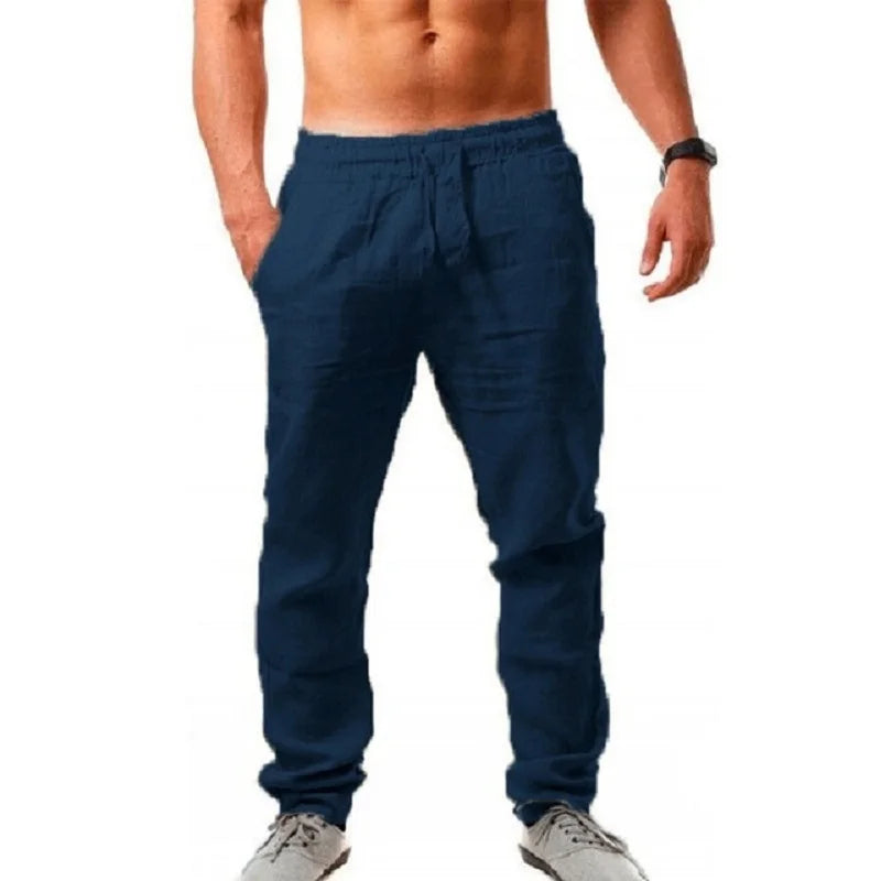 Linnen broek mannen met gerafelde zoom – Trendy afwerking