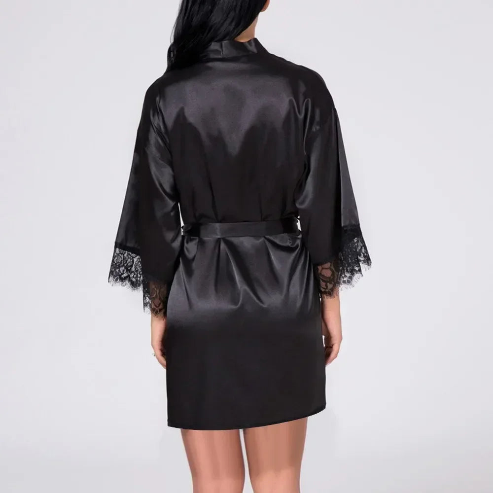 Ochtendjas dames zwart - Elegante zijde voor een ontspannen ochtend