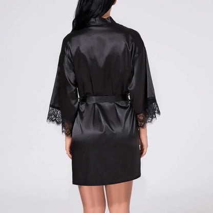Ochtendjas dames zwart - Elegante zijde voor een ontspannen ochtend