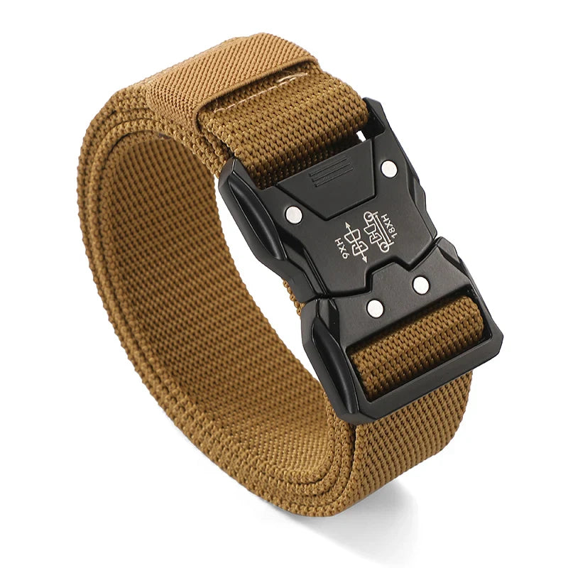 Riem heren in donker olijfgroen met metalen details