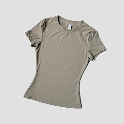 Stretch yoga outfit in neutrale kleuren