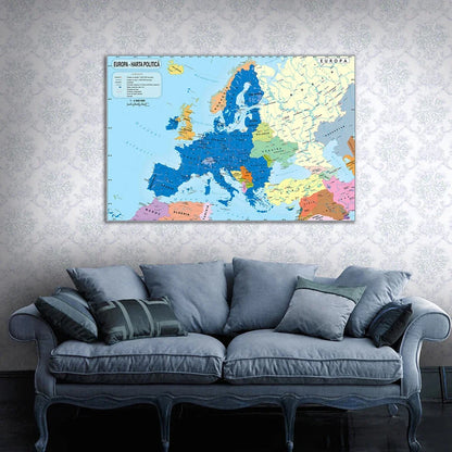 Wereldkaart in zwart op wit canvas – Minimalistisch chic