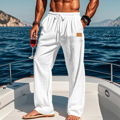 Linnen broek heren met zachte wassing – Relaxed effect
