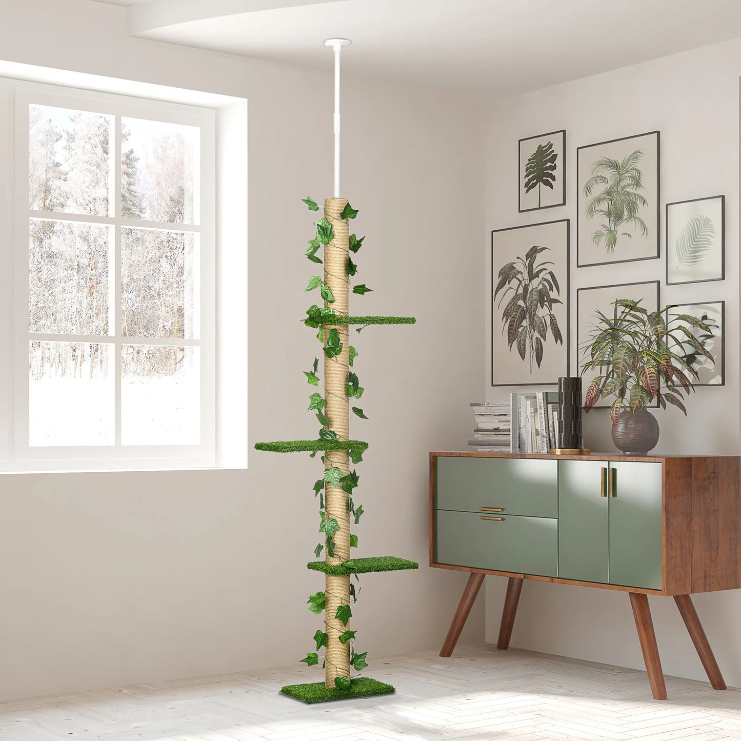 Moderne muurkrabpaal met zitvlak – Voor actieve katten