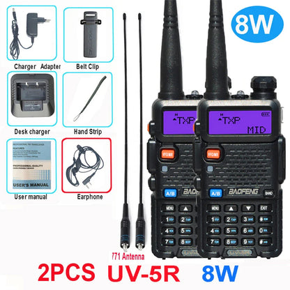 Walkie talkie met dubbele voedingsoptie