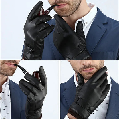 Gevoerde leren heren handschoenen voor kou