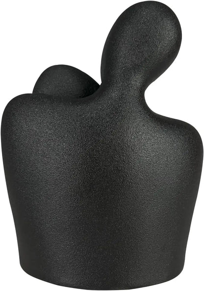 Decoratie woonkamer accessoires - Zwarte en witte sculpturen met gouden hart voor romantische sfeer