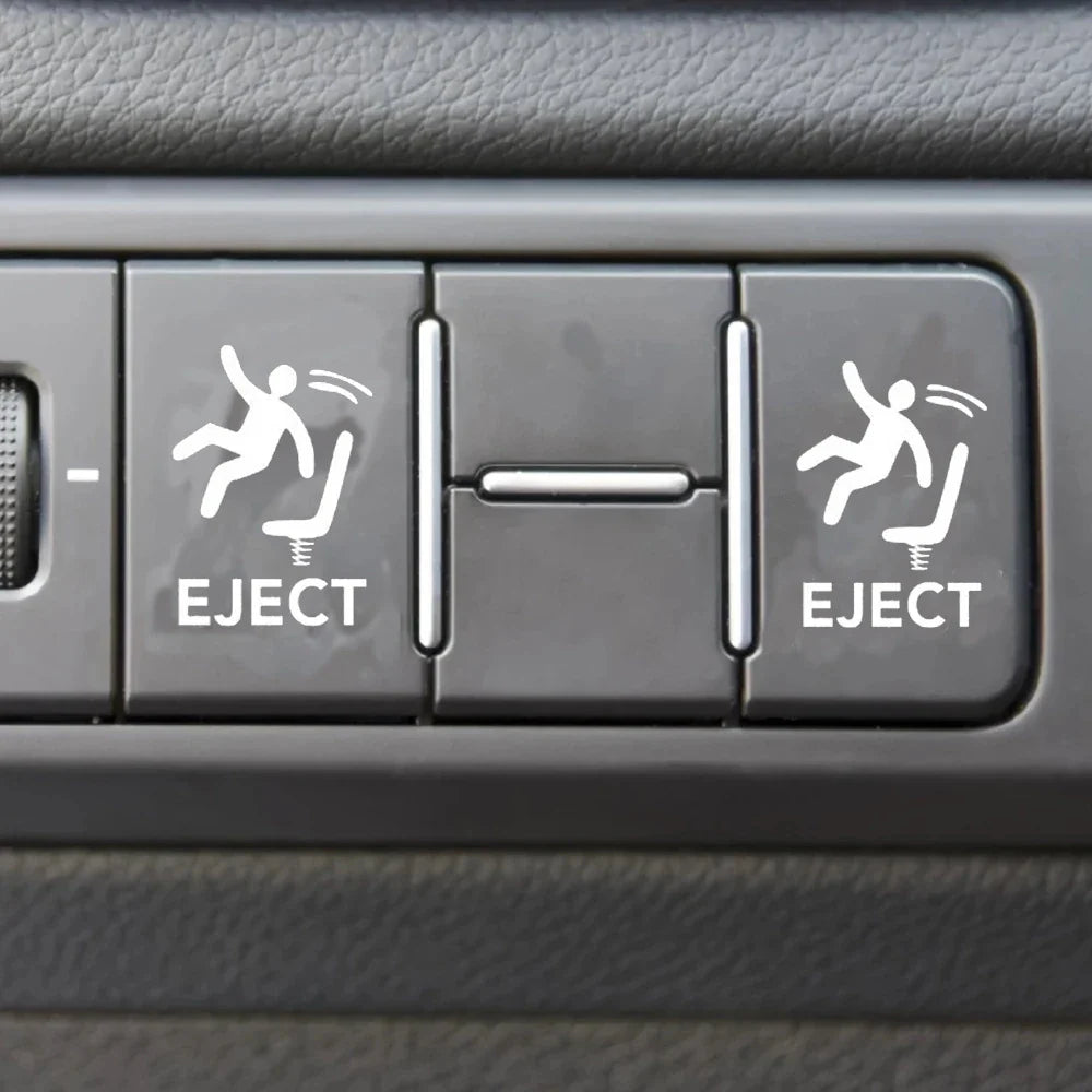 Auto stickers - Hilarische Eject-knop voor humor op de achterruit