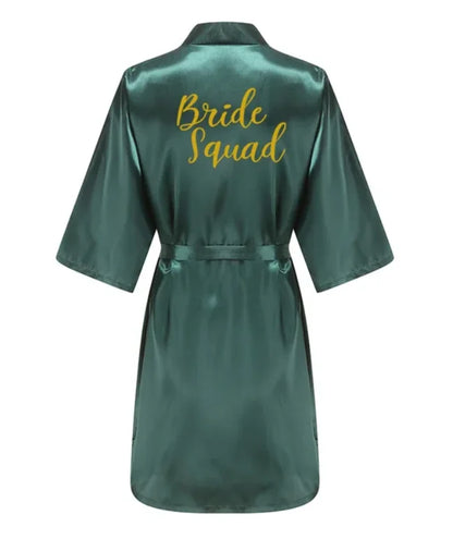 Ochtendjas dames zomer - Elegante zijde met gouden opdruk voor bruiloft