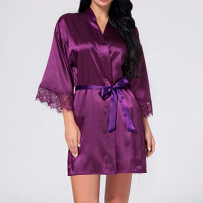 Ochtendjas dames zwart - Elegante zijde voor een ontspannen ochtend
