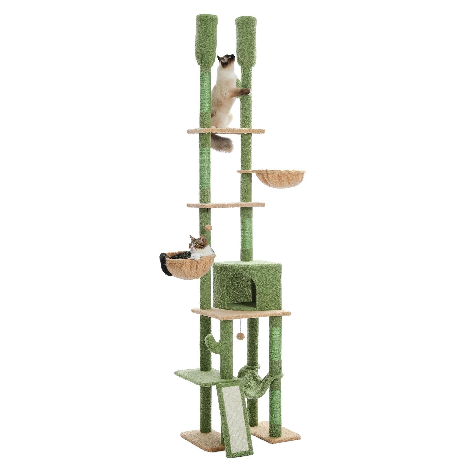Houten krabpaal met ligplek – Natuurlijke luxe