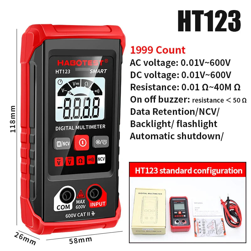Multimeter met compacte afmetingen