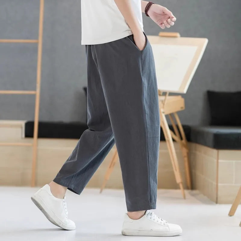 Linnen broek man in cropped fit – Modern en luchtig