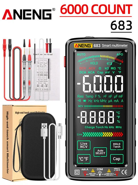 Multimeter met vaste en flexibele probes