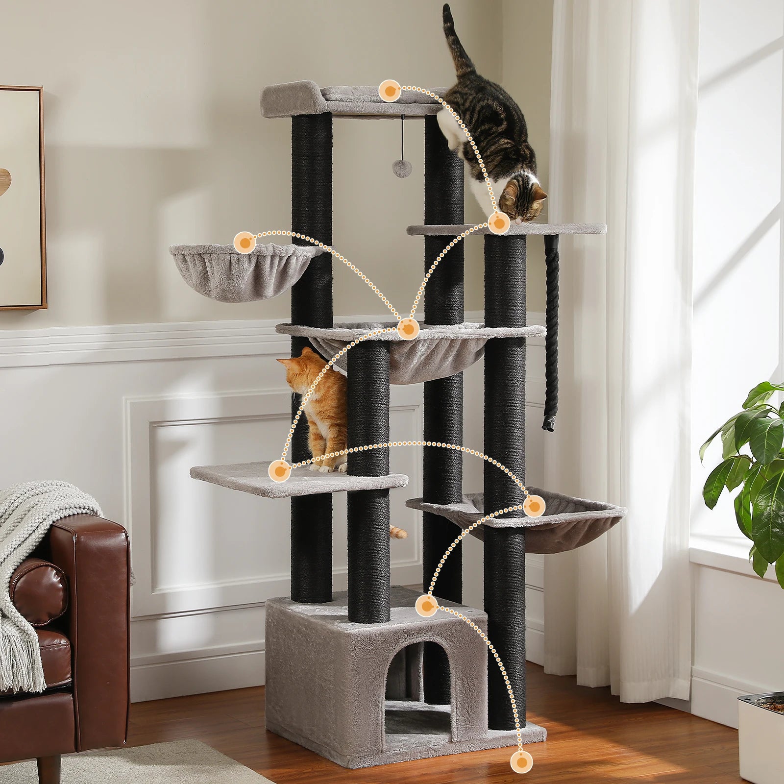 Wandmontage krabpaal met design look – Geen vloer nodig