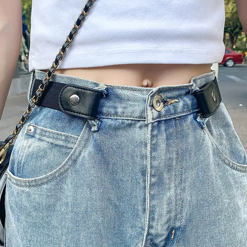 Zwarte stretchriem met strikdetail