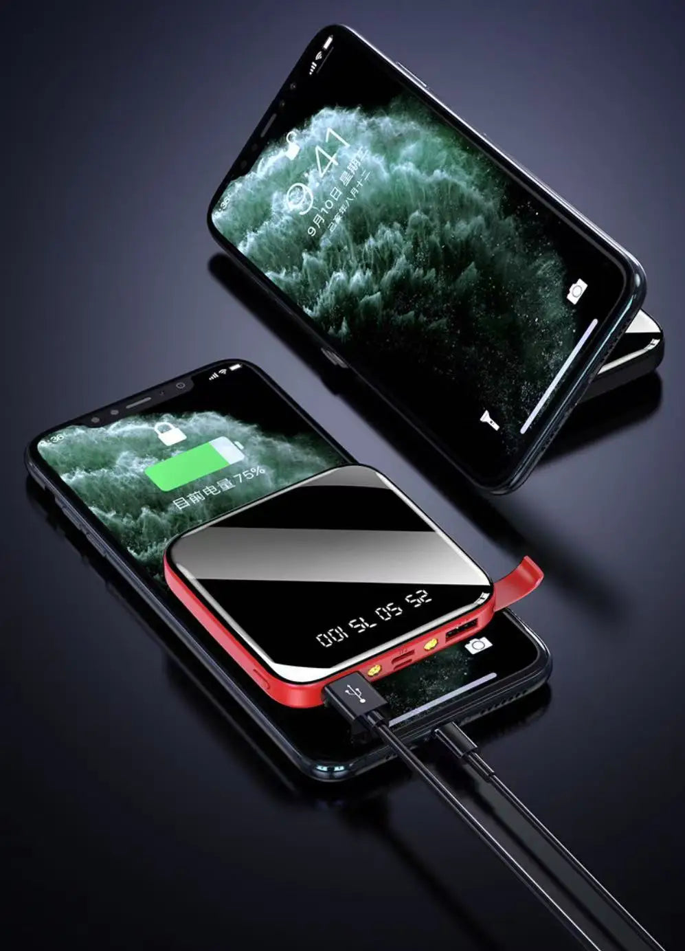 iPhone powerbank met ingebouwde kabel