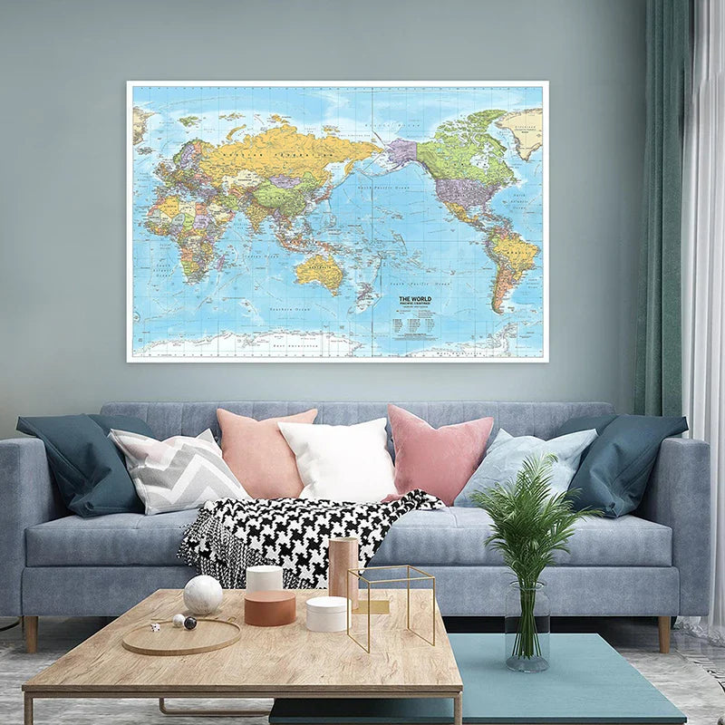 Wereldkaart voor moderne interieurs – Stijlvol en strak