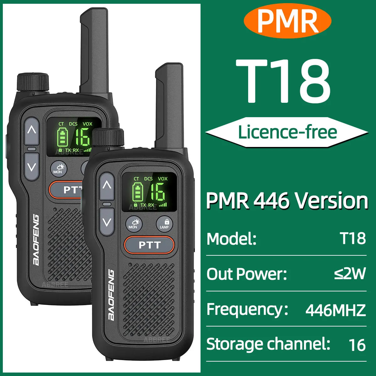 Walkie talkie met dubbele voedingsoptie