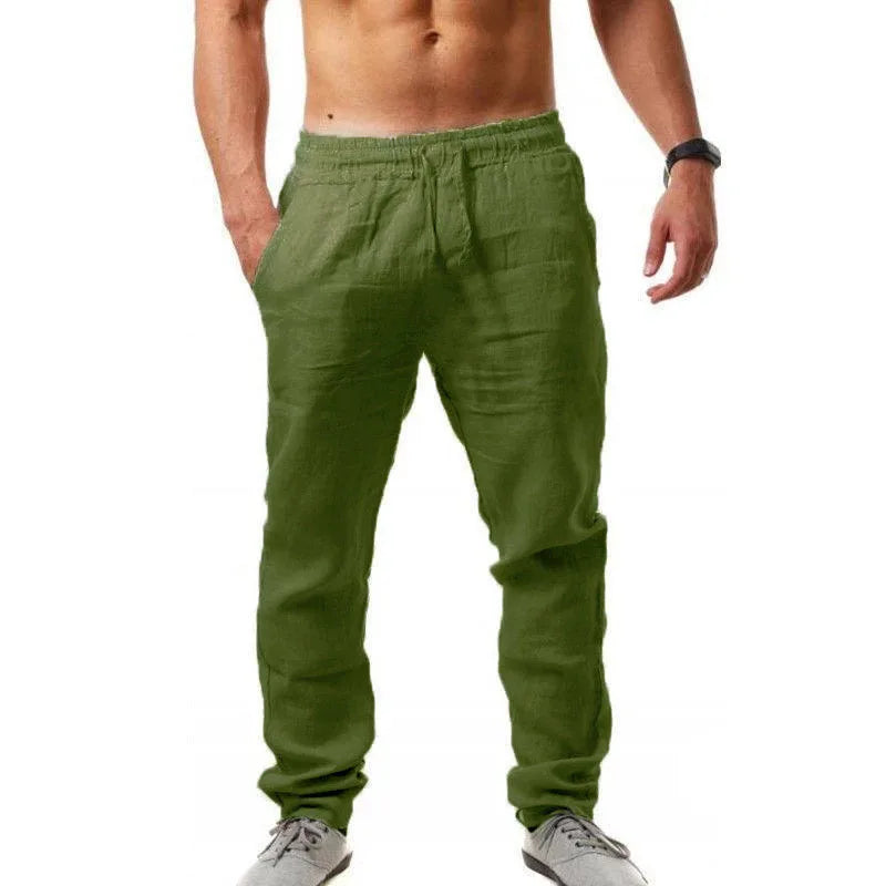 Linnenmix broek heren met verstelbare tailleband – Flexibel en netjes