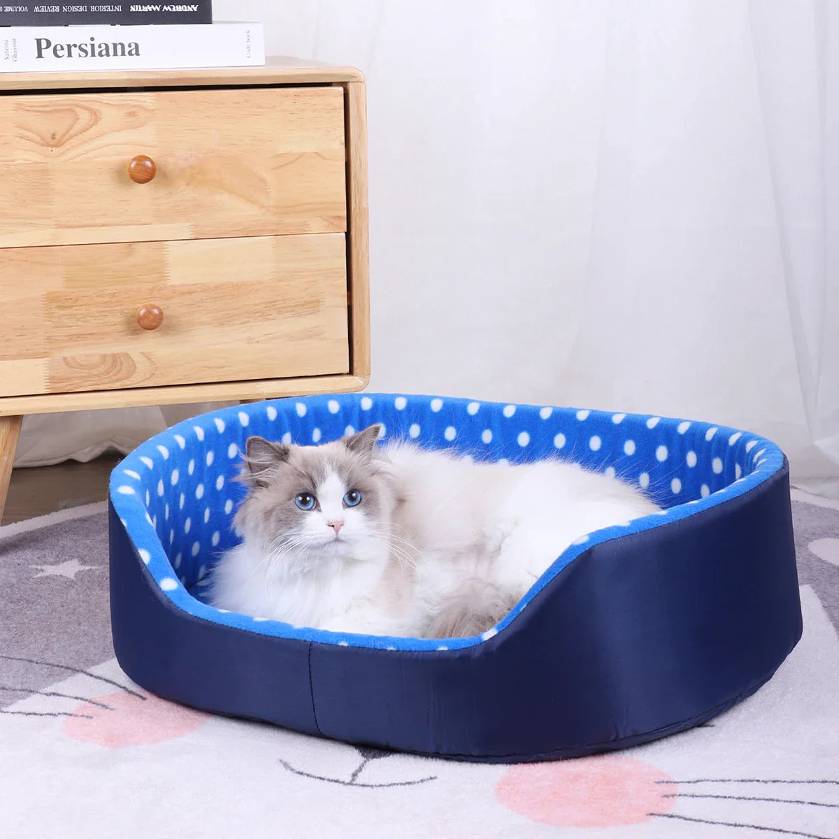 Zachte ronde kattenmand groot – Perfect voor koude dagen