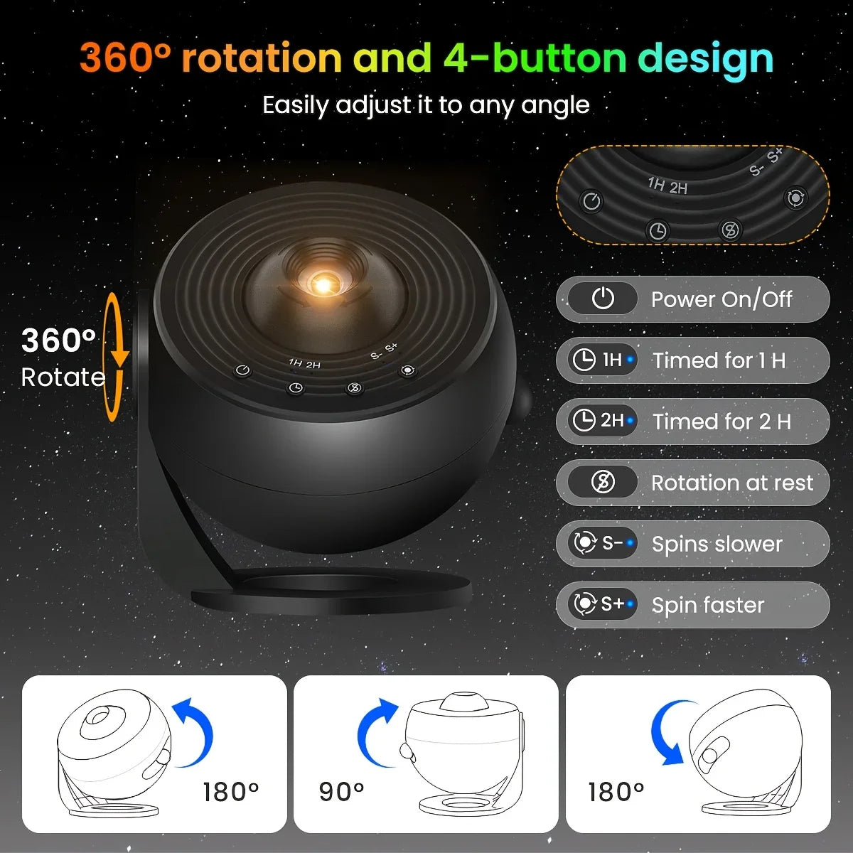 Sterrenhemel projector lamp met zacht LED-licht