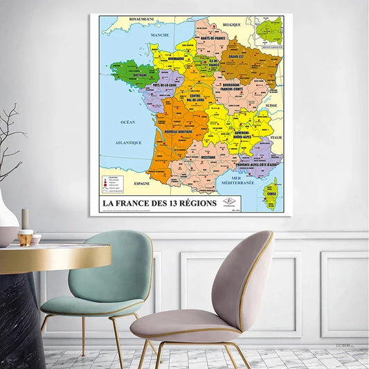 Wereldkaart op canvas voor kantoor – Professioneel en decoratief