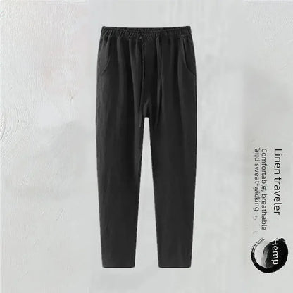 Linnenmix broek heren met verstelbare tailleband – Flexibel en netjes