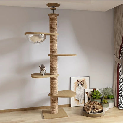 Luxe houten kattenpaal met pluche – Warmte en stijl