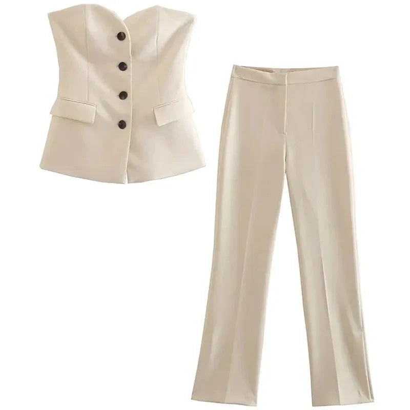 Zara-stijl broekpak dames pastel – Modern en licht