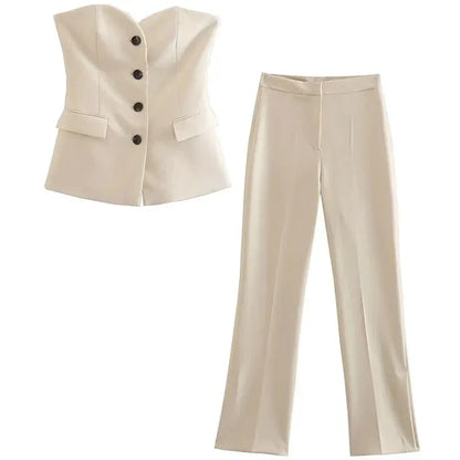 Zara-stijl broekpak dames pastel – Modern en licht