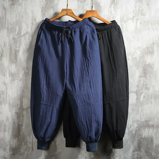 Linnen broek mannen met kreukel-effect – Relaxte stijl