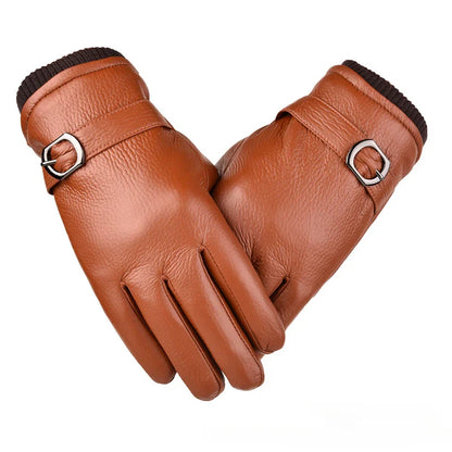 Gevoerde leren heren handschoenen voor kou