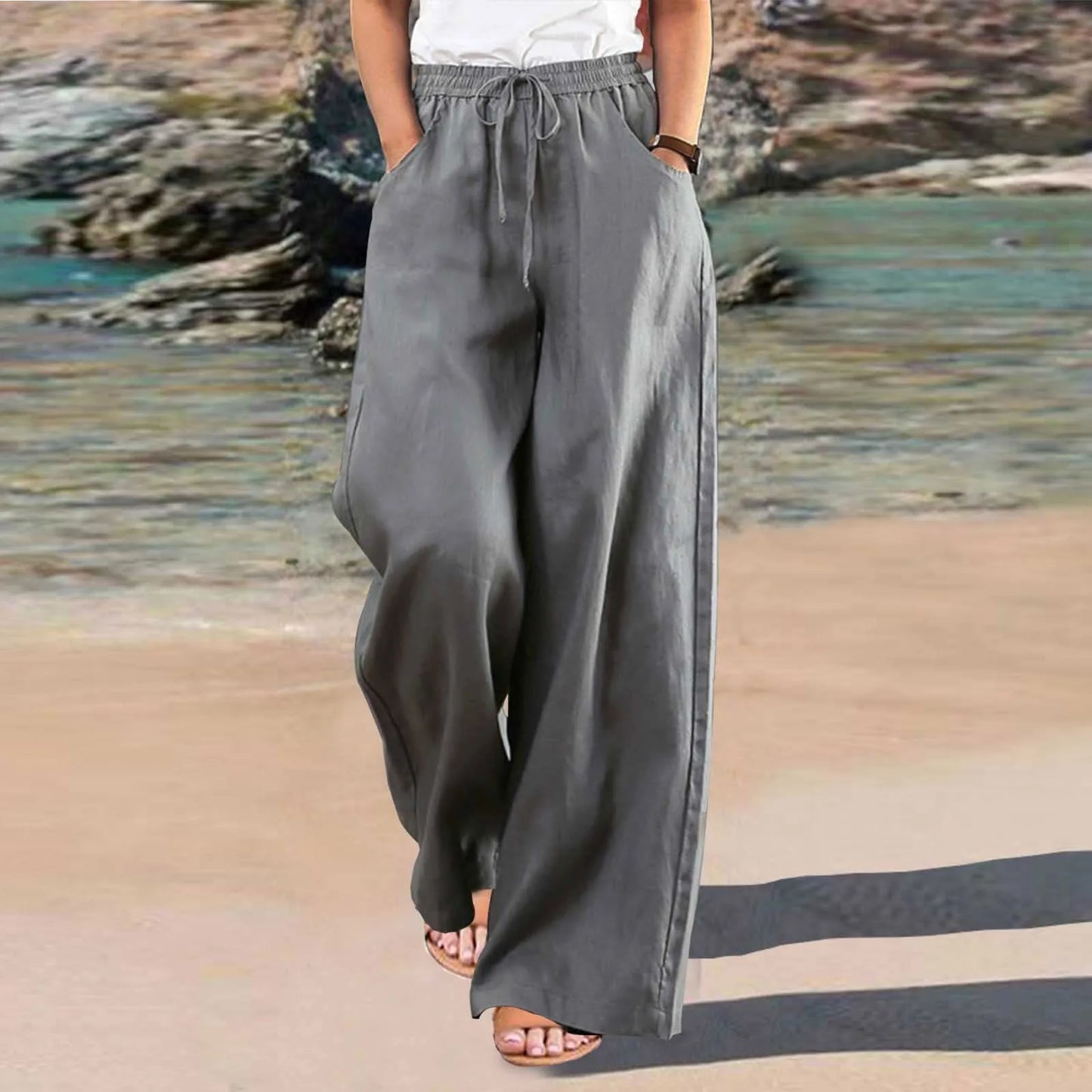 H&M linnen broek met steekzakken – Praktisch en stijlvol