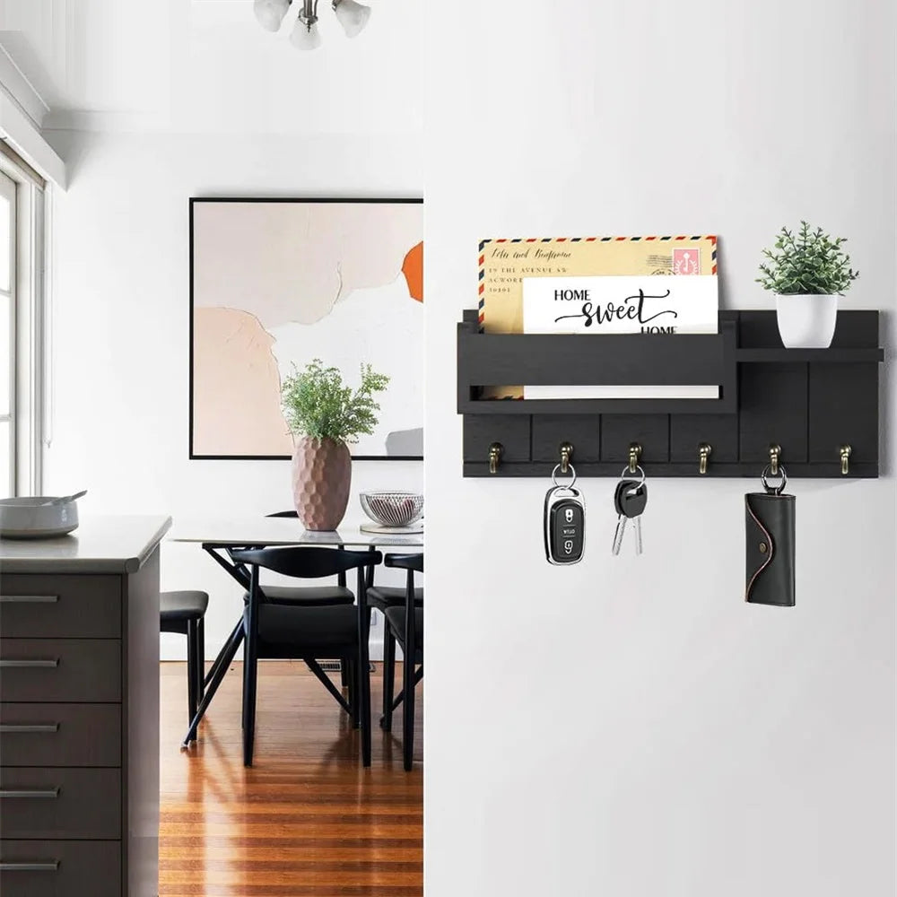 Decoratie woonkamer accessoires - Muurrek met haken en opbergvakken voor een georganiseerde entree