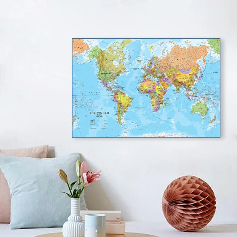 Wereldkaart op glasplaat – Modern en strak