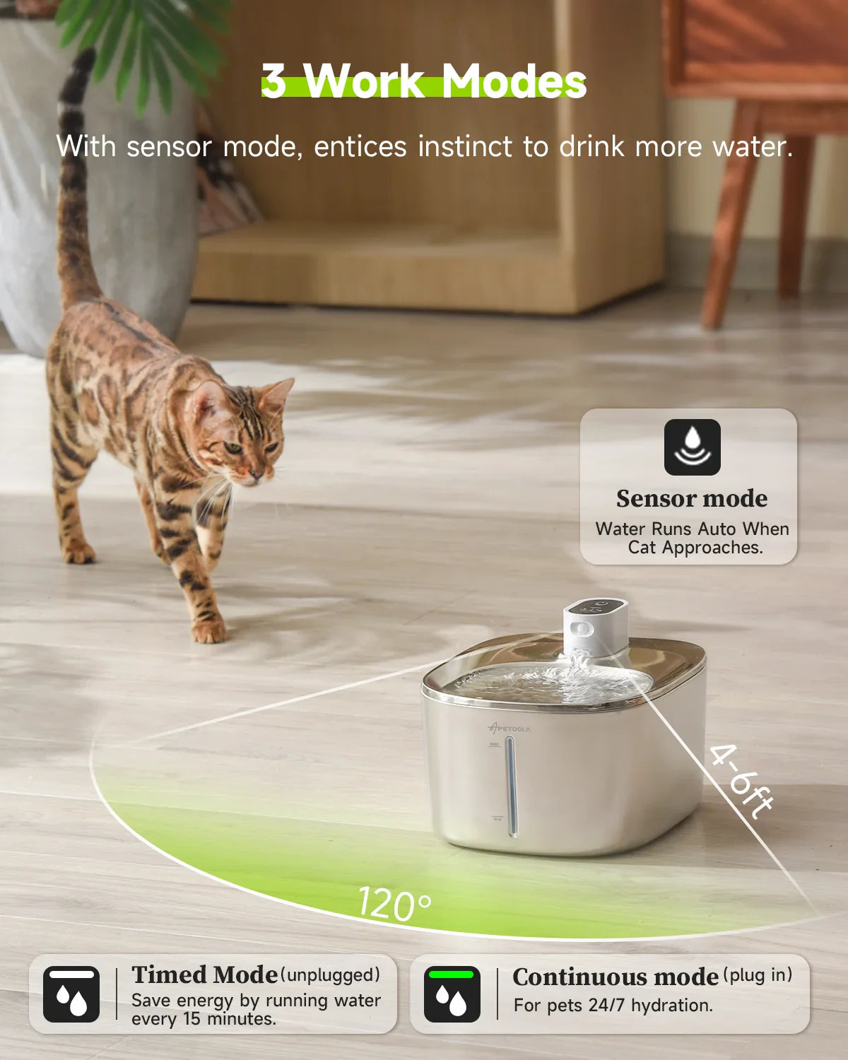 Kattenfontein met lichte stroming – Voor gevoelige katten