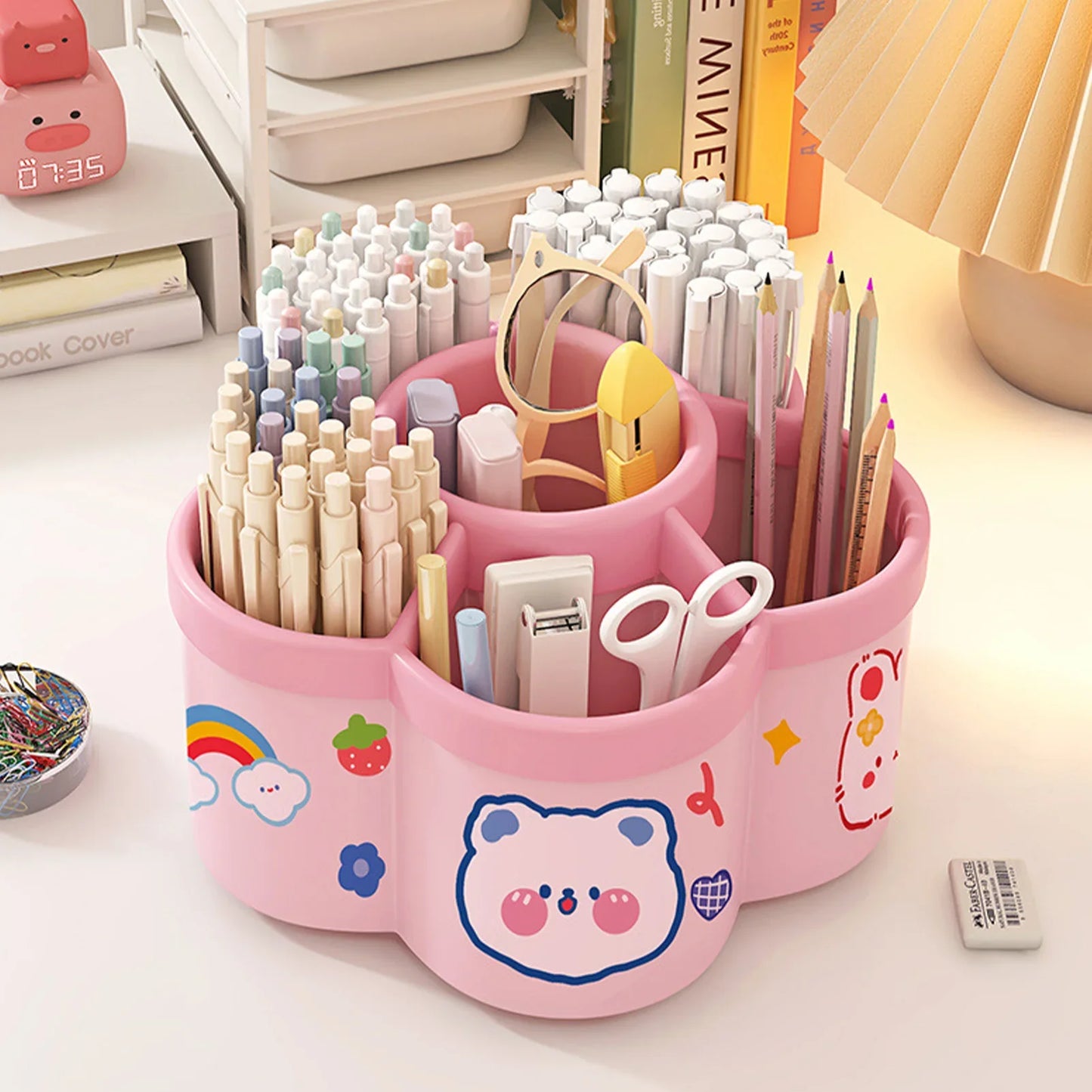 Multifunctionele bureau organizer met telefoonstandaard