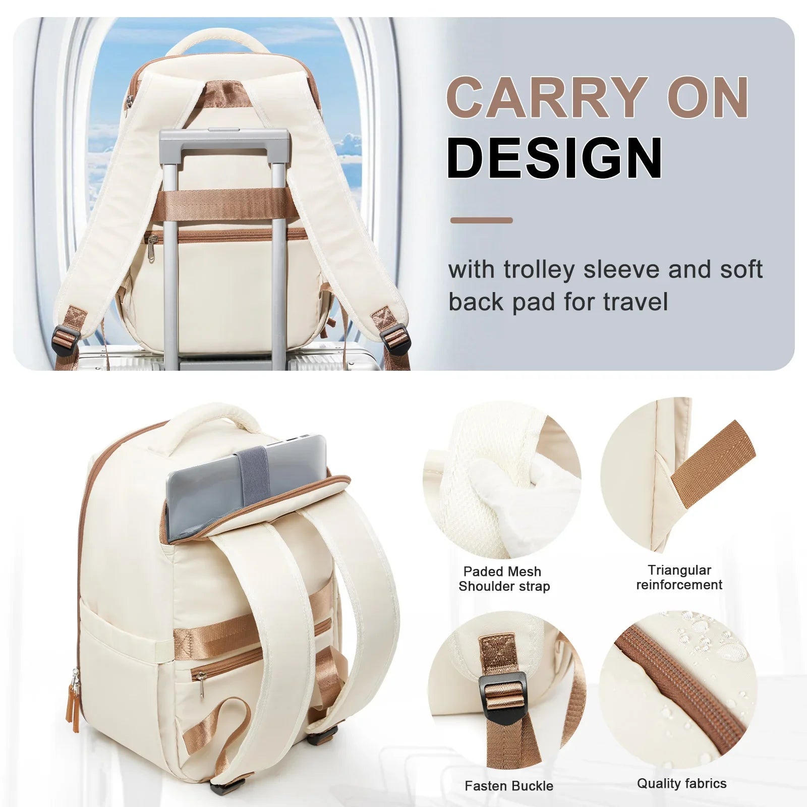 Handbagage rugzak met strakke vormgeving