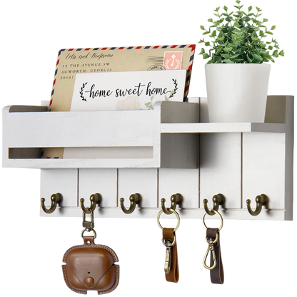 Decoratie woonkamer accessoires - Muurrek met haken en opbergvakken voor een georganiseerde entree