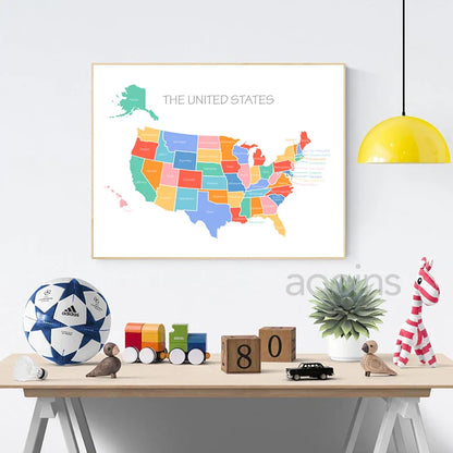 Wereldkaart op canvasdoek – Hoge kwaliteit print