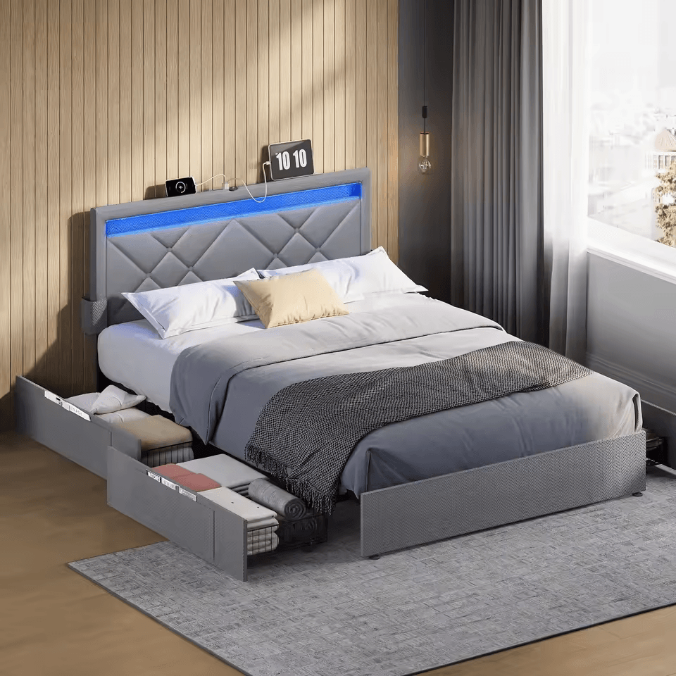 Tweepersoonsbed 160 x 200 - Grijs - Stijlvol & Comfortabel - ComfyThuis