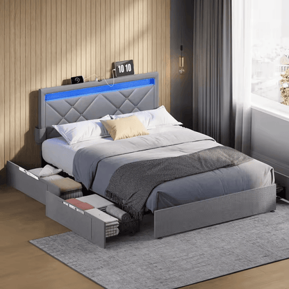 Tweepersoonsbed 160 x 200 - Grijs - Stijlvol & Comfortabel - ComfyThuis