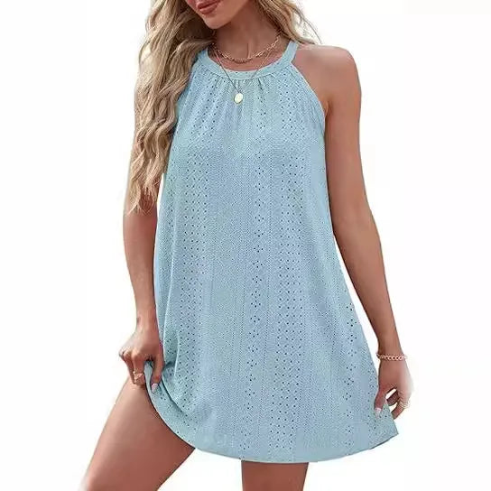 Pastel jurk met een luchtige pasvorm