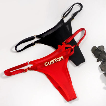 Tweedelige lingerie set met naam – Gepersonaliseerde string en top